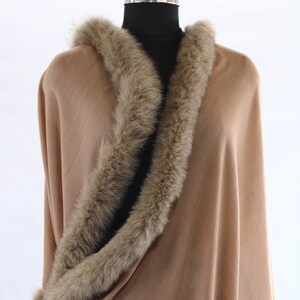 Cashmere Fox Fur Trim, Tone on Tone Scarf, Soft Fur Winter Party ...