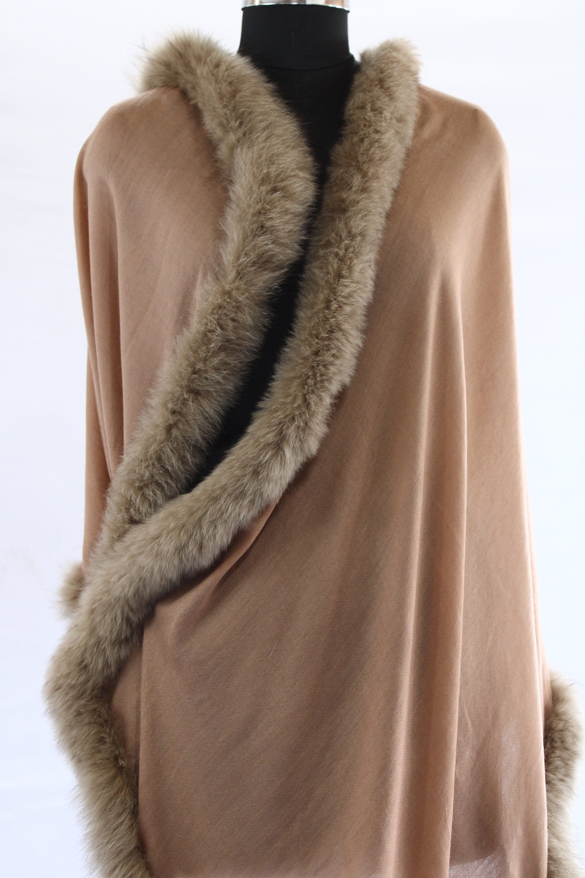 Cashmere Fox Fur Trim Tone on Tone Scarf Soft Fur Winter Party Shawl Personalized Anniversary Gift for Wife Girlfriend Etsy Canada