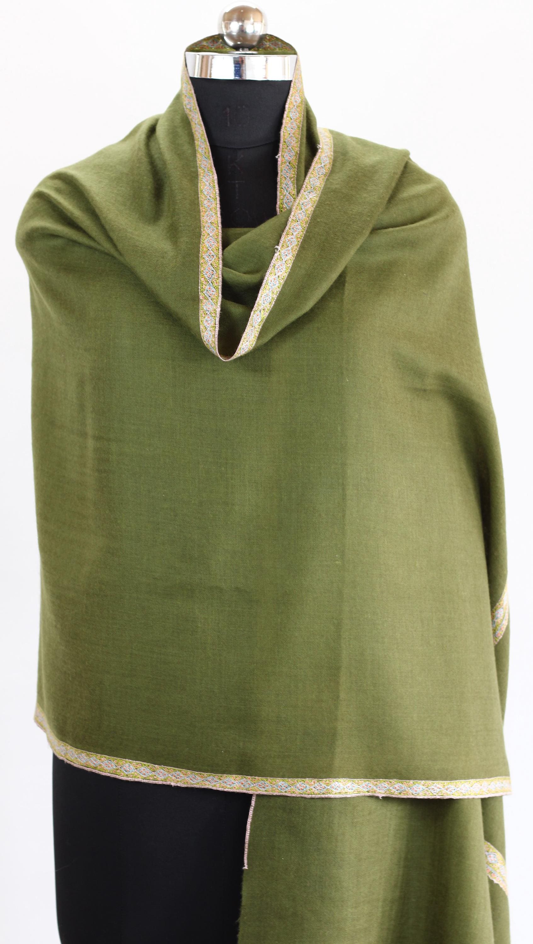 オリーブグリーンのカシミア スカーフ、100% カシミア パシュミナ