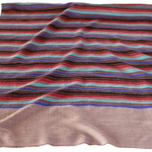 Pashmina Striped Stole, Cashmere Pashmina Handwoven Scarf, Unisex Handcrafted Shawl, (200x70)cm
