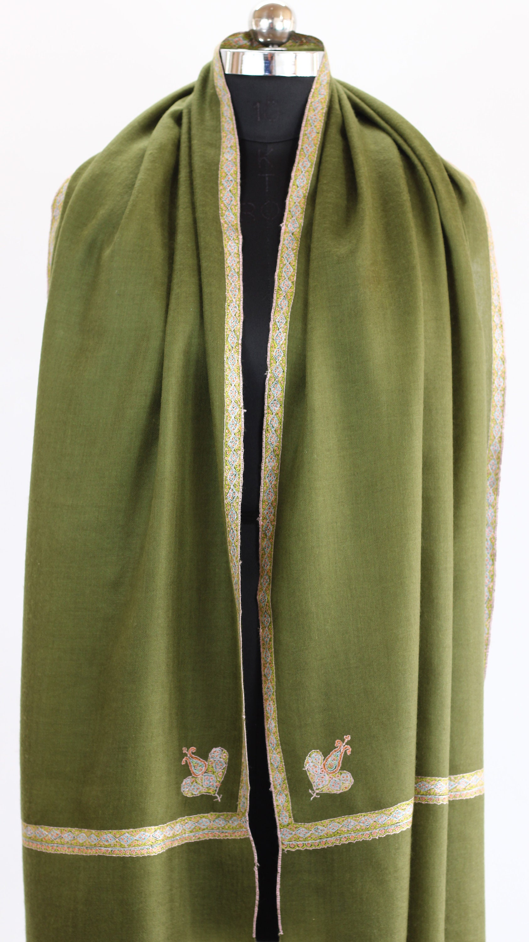 オリーブグリーンのカシミア スカーフ、100% カシミア パシュミナ