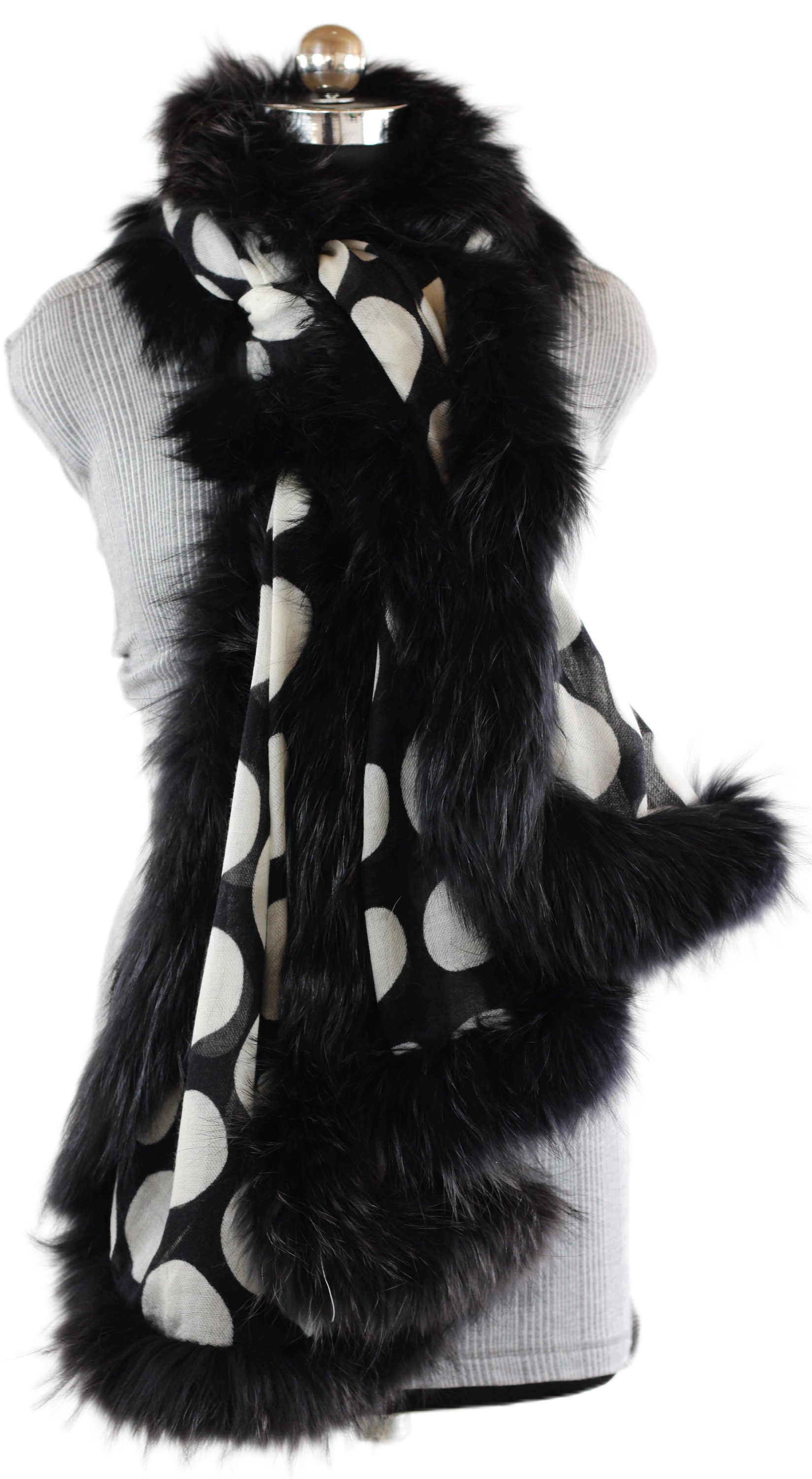 polka dot fur shawl