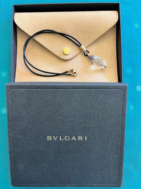 Genuine BVLGARI (Bulgari) Amethyst pendant on lea… - image 1