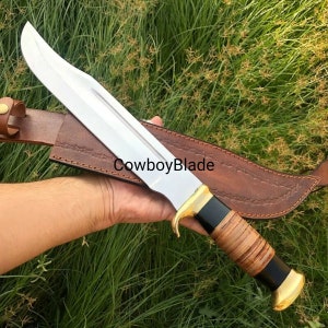 Beautiful Custom Handmade D2 Steel Hunting Knife CROCOFILE DUNDEE High Polish Survival Bowie Knife Gift For Him, Gift For Her, Camping Knife