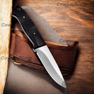 Handmade D2 Steel Skinning Knife: Micarta Handle, Leather Sheath