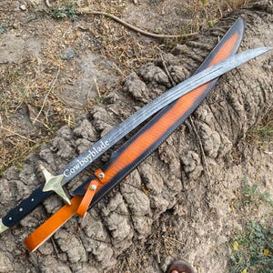 Custom Handmade Damascus Steel Ertugrul Scimitar Arabic Turkish Sword Micarta Handle gift for him anniversary gift Arabic swords bedt gifts