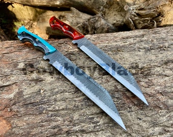 Hand Forged 14&#39; Carbon Steel Seax Knife: Viking Cleaver with Resin Handle
