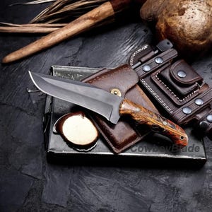 10&quot; Custom Hand Forged PINE CONE Hunting Camping Sport Knife, Knife With Sheath, Gift For Him, Gift For Her, Christmas Gift, New Year Sale
