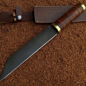 10' Medieval Seax Knife Custom Made Hand Forged 5160 Spring Steel Viking Sax With Leather Sheath, Gift For Him, Best Mens Gift, Handmade