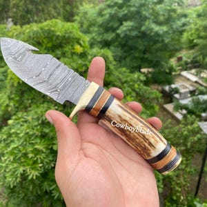 8.5 inch Hand Forged Damascus Hunting Knife , Gift For Him , Gift For Christmas