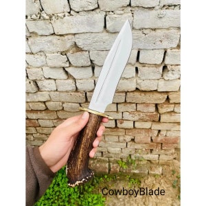 Custom Handmade Hand Forged D2 Steel Hunting Bowie Knife Stag Horn Handle, Viking Skinner/Hunter/Camp Knife, Gift For Him, Best Men Gifts