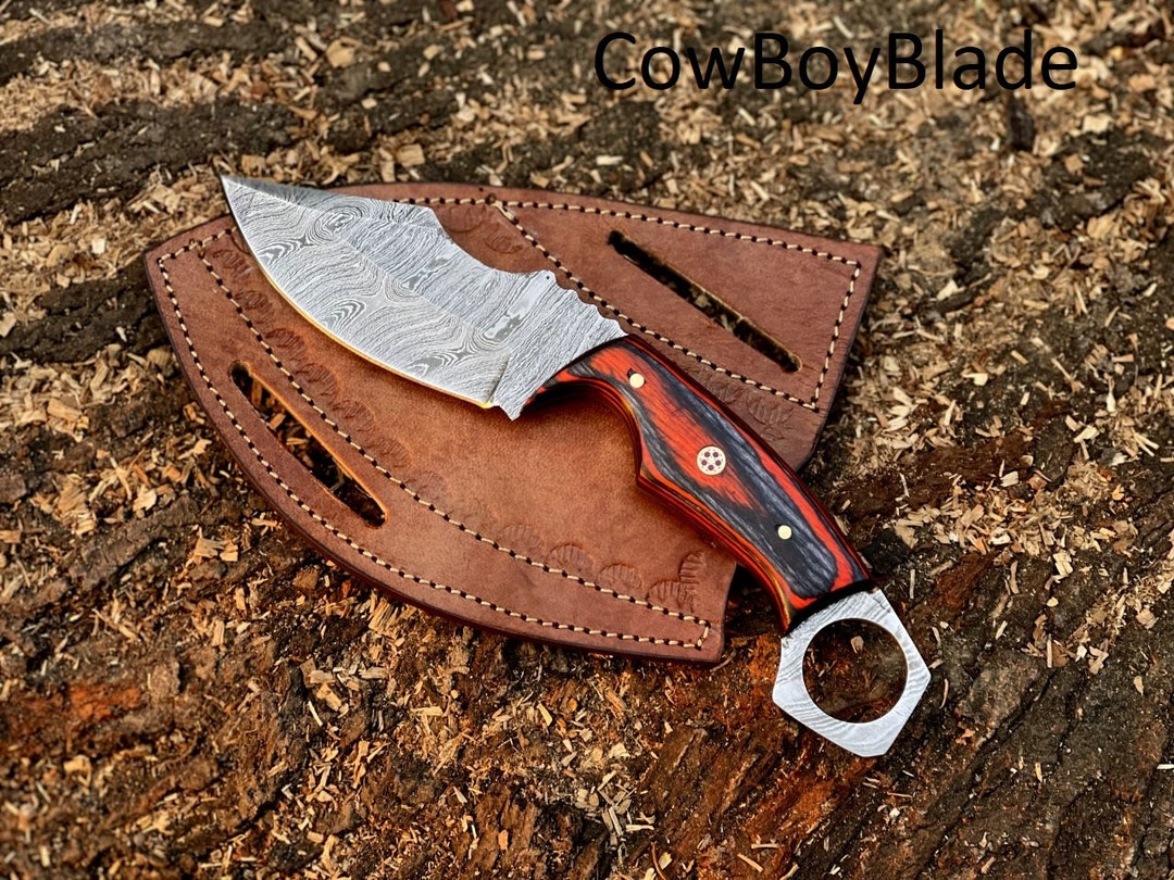 Custom Handmade Skinner Knife , 8 Skinning Knife With Leather Sheath