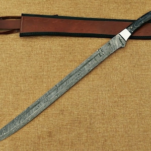 30 Inche Handmade Damascus Steel Sword , Dao Sword , Scimitar Sword , Medieval Sword With Leather Sheath , christmas gifts , Gift For Him