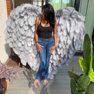 MADE TO ORDER: Cupid Heart Shaped Angel Wings Ostrich Feather Large  Angel Wings for Boudoir or Cosplay Custom Made to Order