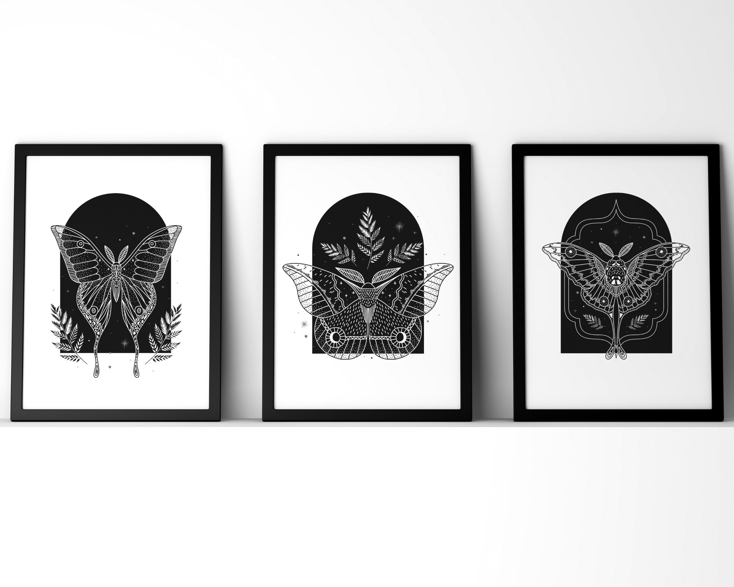 Flower & Moth Mystical Wall Art Printable Perfect Witchy Wall Decor ...
