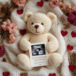Valentines Day Digital Pregnancy Announcement, Boho Pregnancy Announcement Digital Gender Neutral, Editable, February Baby Announcement