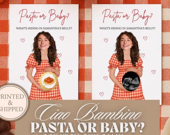 Funny Custom Baby Shower Scratch Off Game Pasta or Baby? Italian Baby Shower Scratch Off Tickets Pasta Baby Shower Games Ciao Baby Bambino