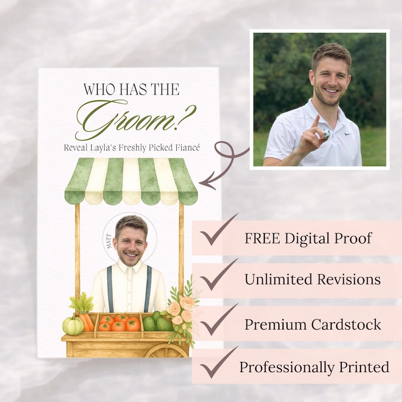 Personalized She's Fresh Off The Market Bridal Shower Scratch Off Game Who Has The Groom Scratch Off Game Farmer's Market Bridal Fun FRESH01 Bild 2