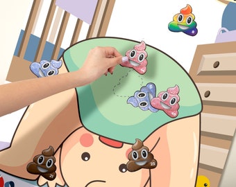 Pin The Poopie On The Diaper Baby Shower Game - Modern Baby Shower Game, Fun Baby Shower Activity, Funny Baby Shower, Baby Shower Emoji Game