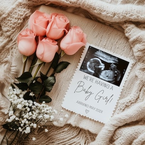 Boho Girl Pregnancy Template Minimalist Pregnancy Announcement Simple Baby Girl Gender Reveal Editable Template Facebook Boho Baby Reveal
