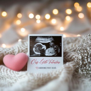 Valentines Day Digital Pregnancy Announcement, Boho Pregnancy Announcement Digital Gender Neutral, Editable, Valentine Baby Announcement