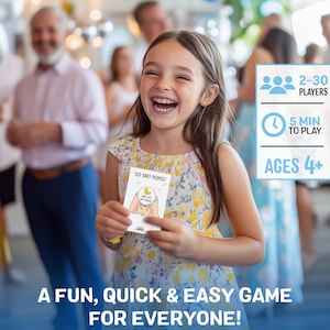 Pode incluir: Um jogo divertido, r&aacute;pido e f&aacute;cil para 2-30 jogadores, adequado para crian&ccedil;as a partir dos 4 anos. O jogo dura 5 minutos. O cart&atilde;o mostrado diz "Did baby poopie?"