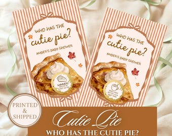 Cutie Pie Baby Shower Game, Gender Neutral A Little Cutie Pie Baby Shower Scratch Off Game Who Has The Cutie Pie?, Orange Fall Baby Shower