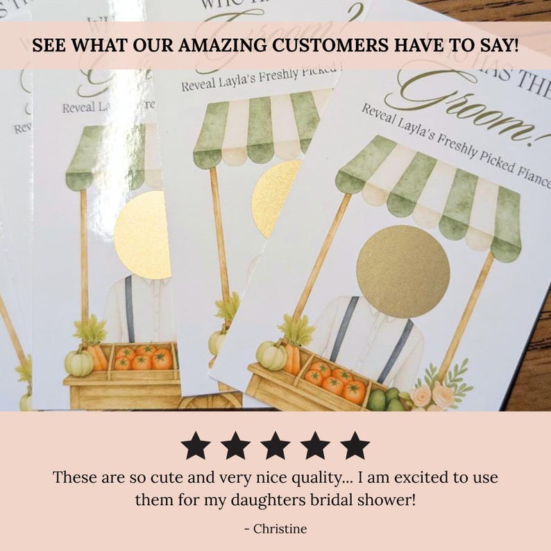 Personalized She's Fresh Off The Market Bridal Shower Scratch Off Game Who Has The Groom Scratch Off Game Farmer's Market Bridal Fun FRESH01 Bild 7