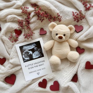 Valentines Day Digital Pregnancy Announcement, Boho Pregnancy Announcement Digital Gender Neutral, Editable, February Baby Announcement