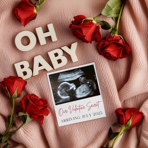 Valentines Day Digital Pregnancy Announcement, Boho Pregnancy Announcement Digital Gender Neutral, Editable, February Baby Announcement