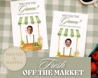 Personalized She&#39;s Fresh Off The Market Bridal Shower Scratch Off Game Who Has The Groom Scratch Off Game Farmer&#39;s Market Bridal Fun FRESH01