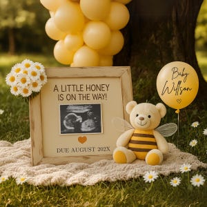 Honey Bee Pregnancy Announcement Digital Gender Neutral Pregnancy Announcement Template Digital Baby Announcement Bee Honey Is On The Way