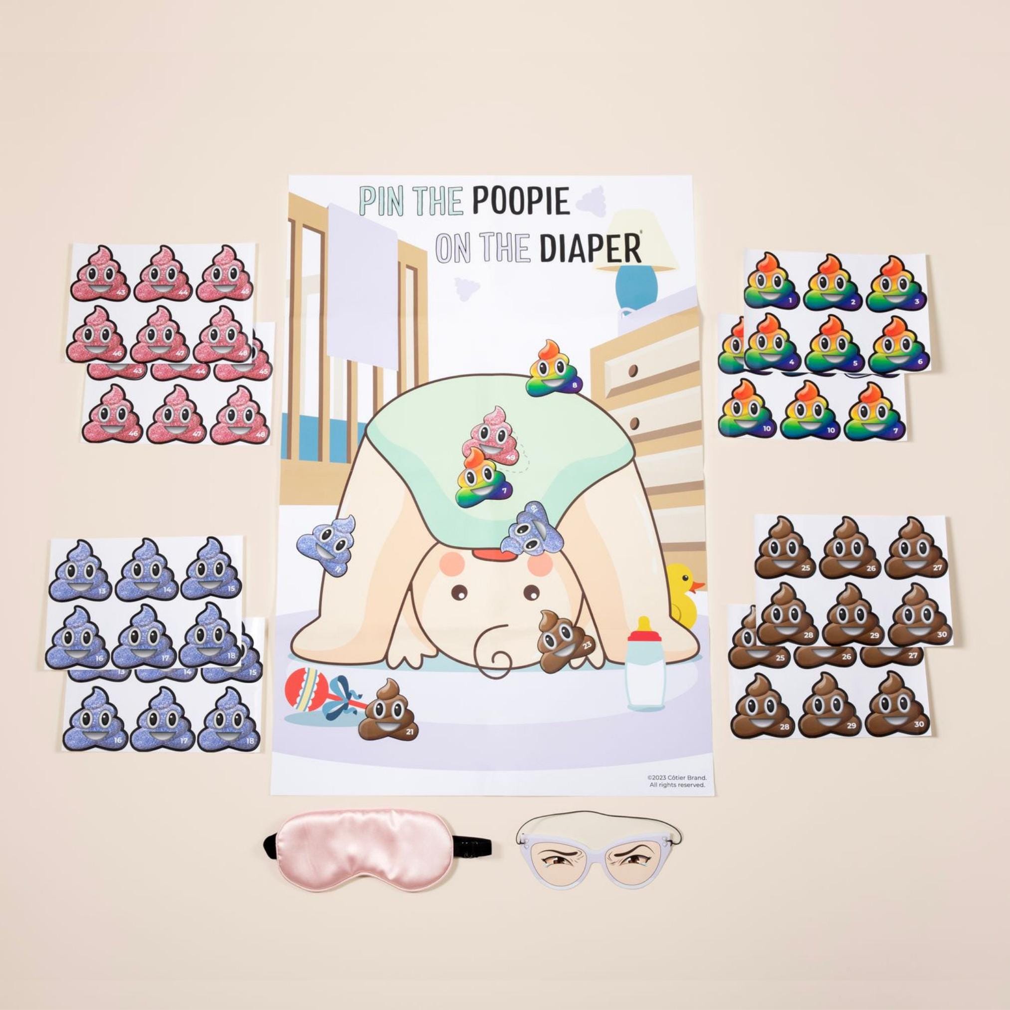 Juego para baby shower IMPRIMIBLE: Fija la caca en el pañal Juegos  divertidos para baby shower mixtos El mejor juego de emojis para baby shower, image size:2025x2025