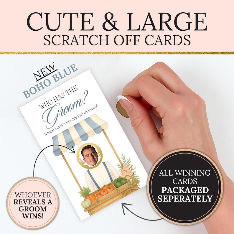 Personalized She's Fresh Off The Market Bridal Shower Scratch Off Game Who Has The Groom Scratch Off Game Farmer's Market Bridal Fun FRESH01 Bild 8