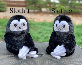 Perezoso negro de peluche hecho a mano con manos de velcro, 19 pulgadas