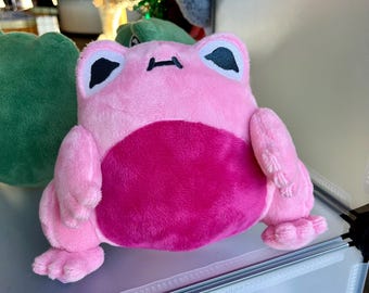 Rana de peluche rosa, animal de peluche Minky hecho a mano