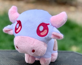 Peluche de vaca fresa: Animal de peluche hecho a mano con piel sintética Minky