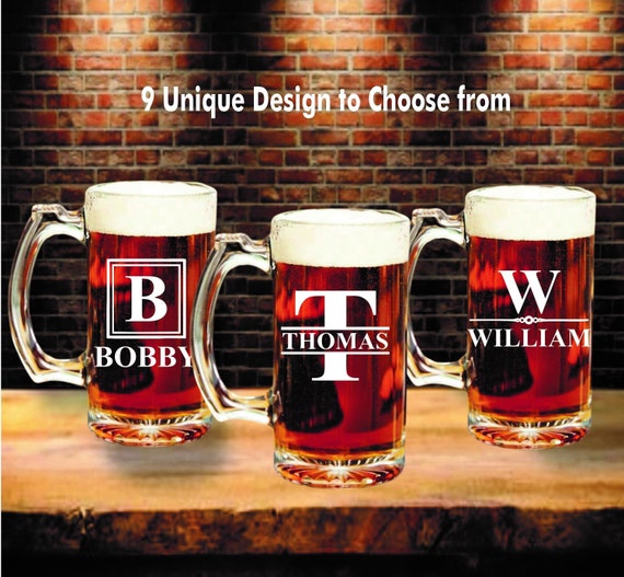 Glass Mugs Set of 4, Beer Lover Gifts, Groomsmen Gifts, Best Man Gift,  Wedding Party Gift, Groomsman Gift, Beer Mugs, Father of the Groom 