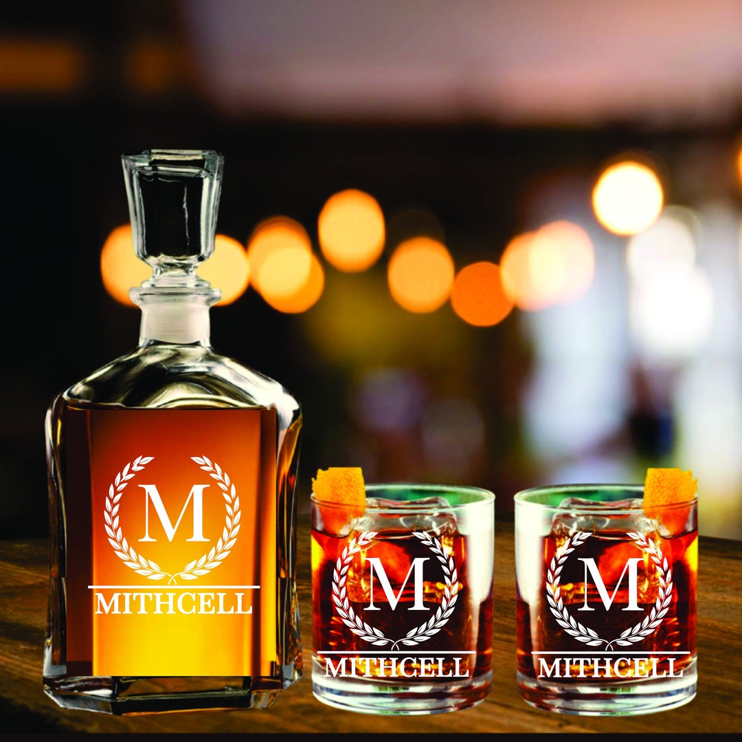 Engraved Decanter Gift Set, Personalized Whiskey Decanter, Custom