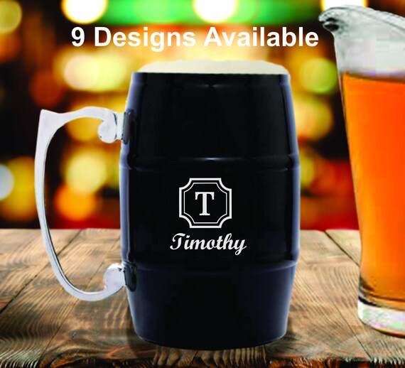 Personalized Stainless Steel Beer Barrel Mug, Engraved Insulated