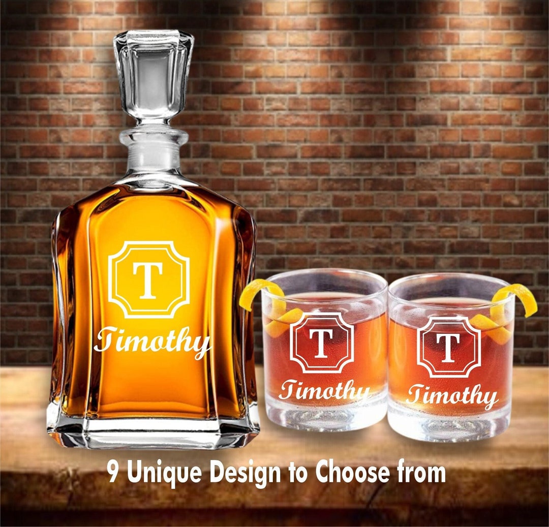 Groomsmen Gift Whiskey Decanter Set, Personalized Whiskey Decanter Gift