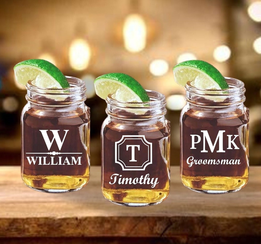 Personalized Mason Jar Shot Glass, Groomsmen Gift, Shot Glass Groomsman
