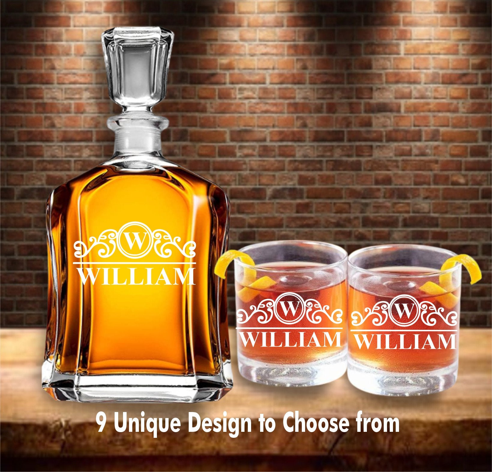 Groomsmen Gift Whiskey Decanter Set, Personalized Whiskey Decanter Gift