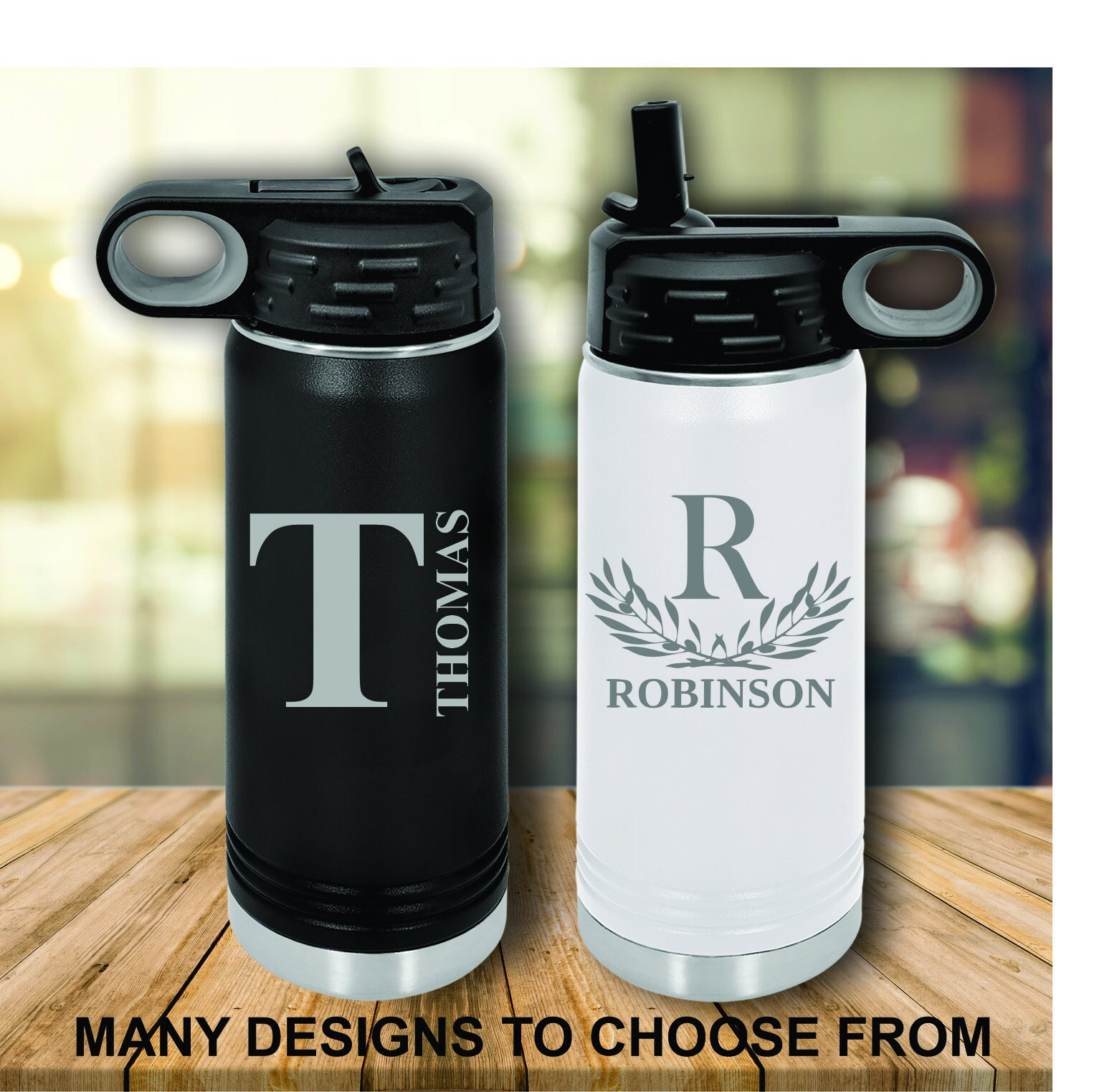 Kids Water Bottle Personalized, Insulated Thermal Mug with Popup Straw Lid,  Optional Carabiner Clip, 20oz