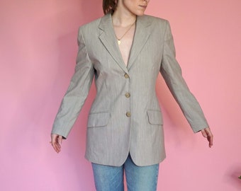 Vintage Beige Fitted Womens Blazer Size M-L | Light Fitted Jacket | Womens Tailored Jacket