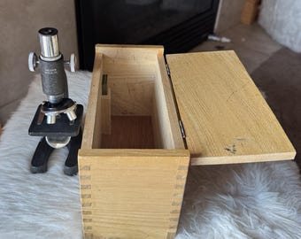 Rare Vintage Precision Optical Co. Microscope in Original Wooden Box – Antique Lab Collectible w/ Extra Slides