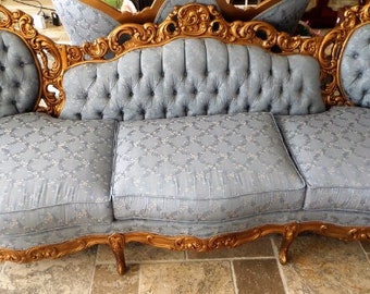 Stylish French Reproduction Sofa Blue Located in Miami FL