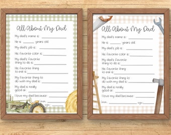 Tarjeta imprimible "Todo sobre mi papá" para el Día del Padre (PDF)