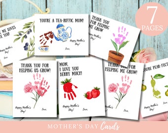 Manualidades con huellas de manos para el Día de la Madre, Tarjeta de recuerdo (Descarga digital)