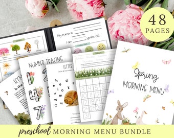 Preschool Spring Morning Menu Bundle | Preschool Morning Menu Pages | Spring Morning Menu | Toddler Morning Basket | Easter Morning Menu